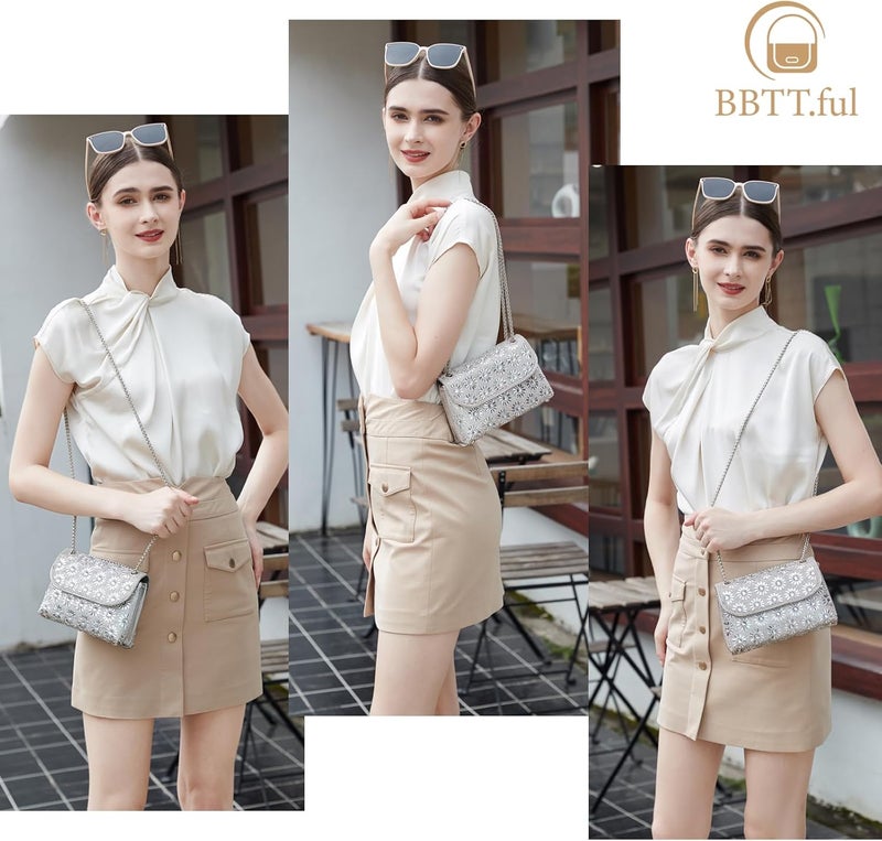 BBTT.ful Shoulder Bags Crossbody Bag Purses Handbags Crystals Rhinestone Evening Bag for Women Clutch Purse with Chain - Image 2